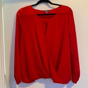 Vince Camuto, red blouse, petit medium. 100% polyester. Like new.